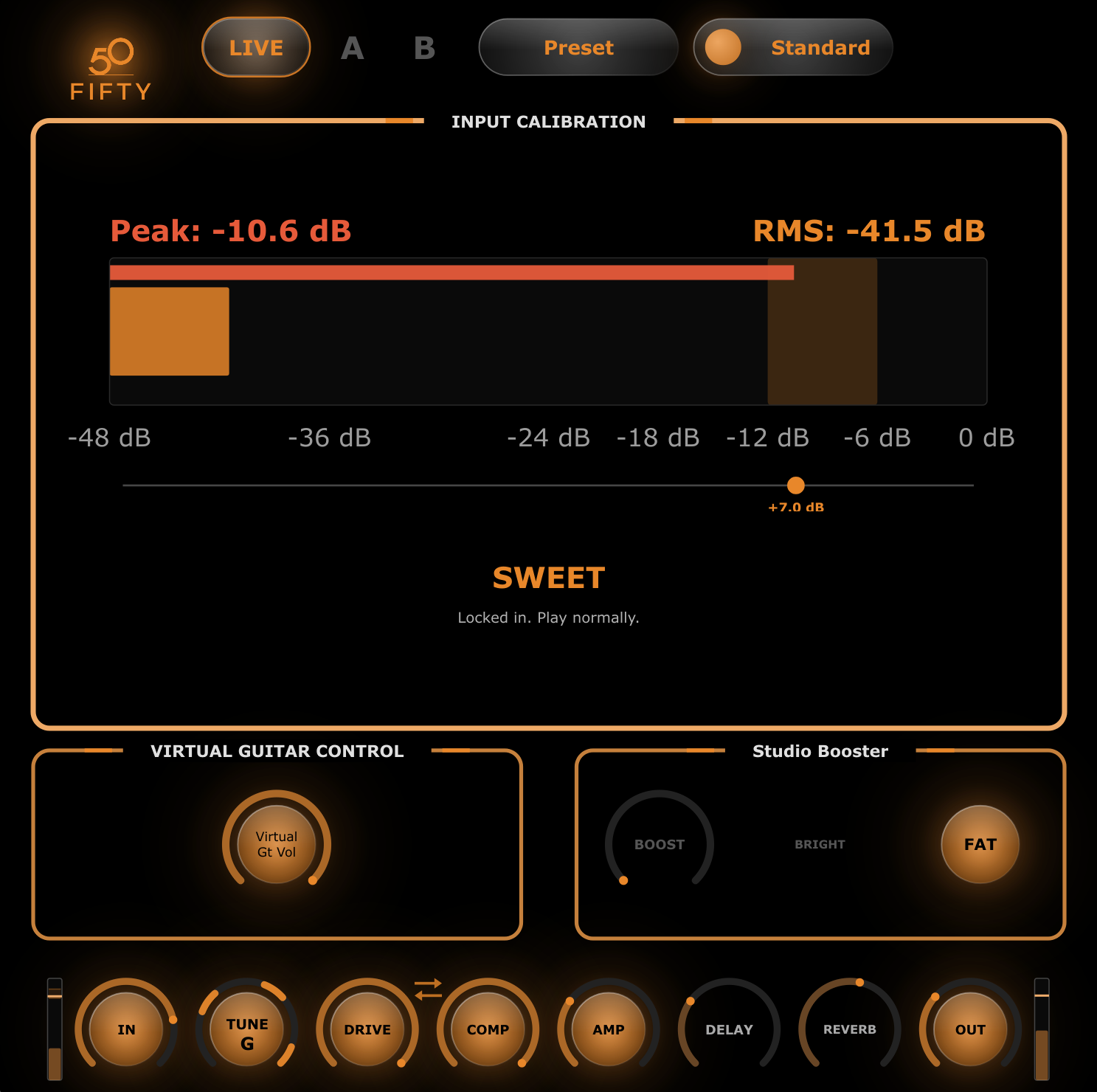 Fifty INPUT calibration screen